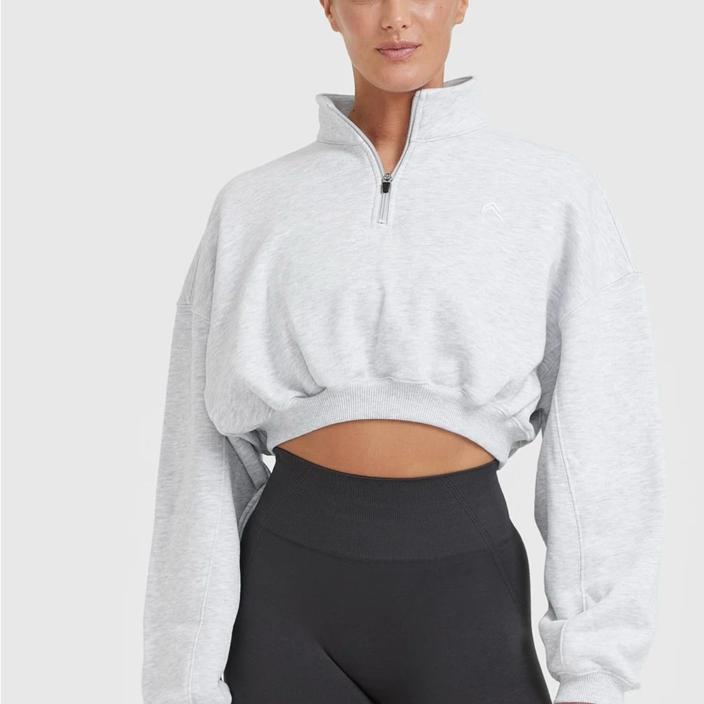 Oner Active Light Gray Half-Zip Cropped Sweatshirt